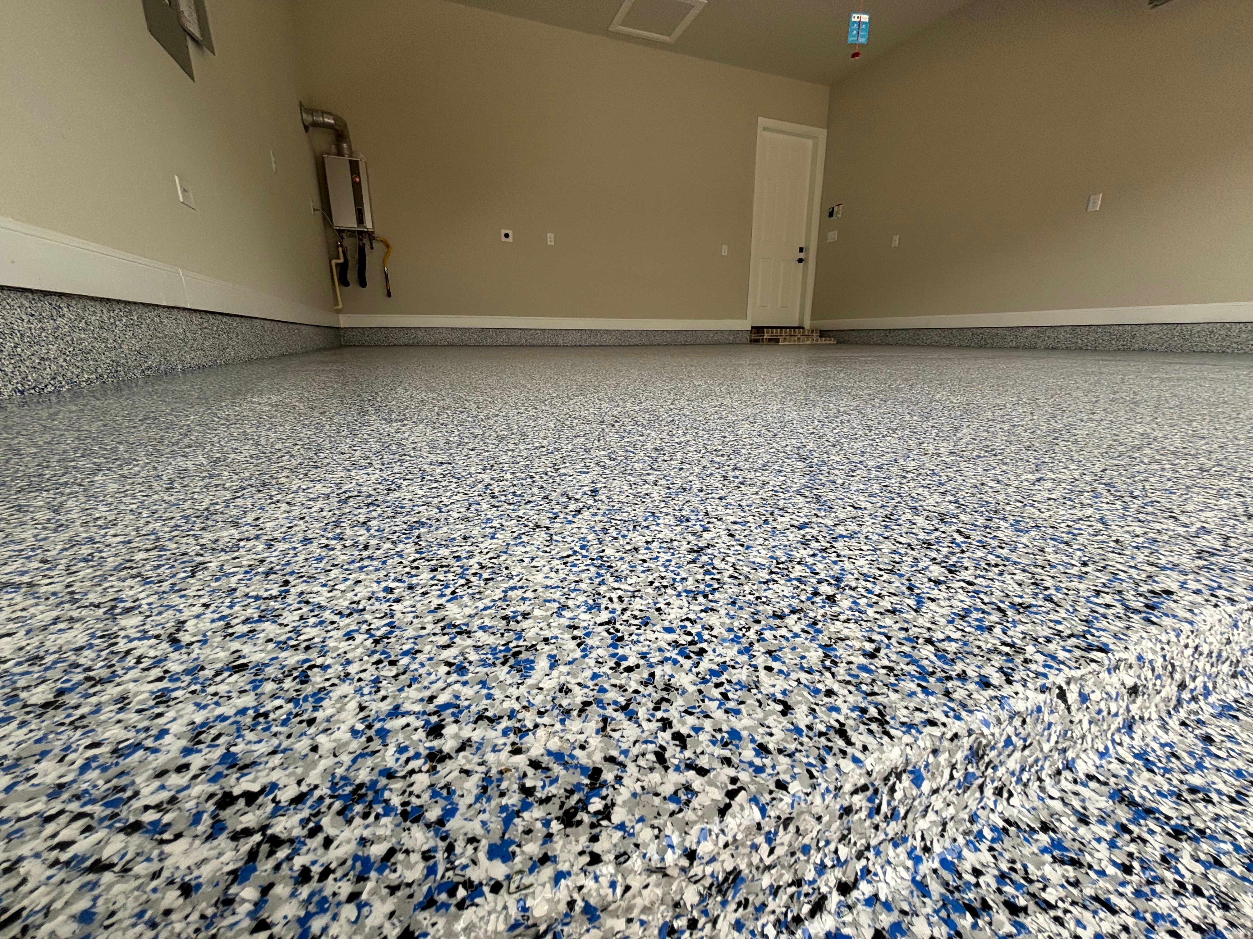 Bold Blue Flake Garage